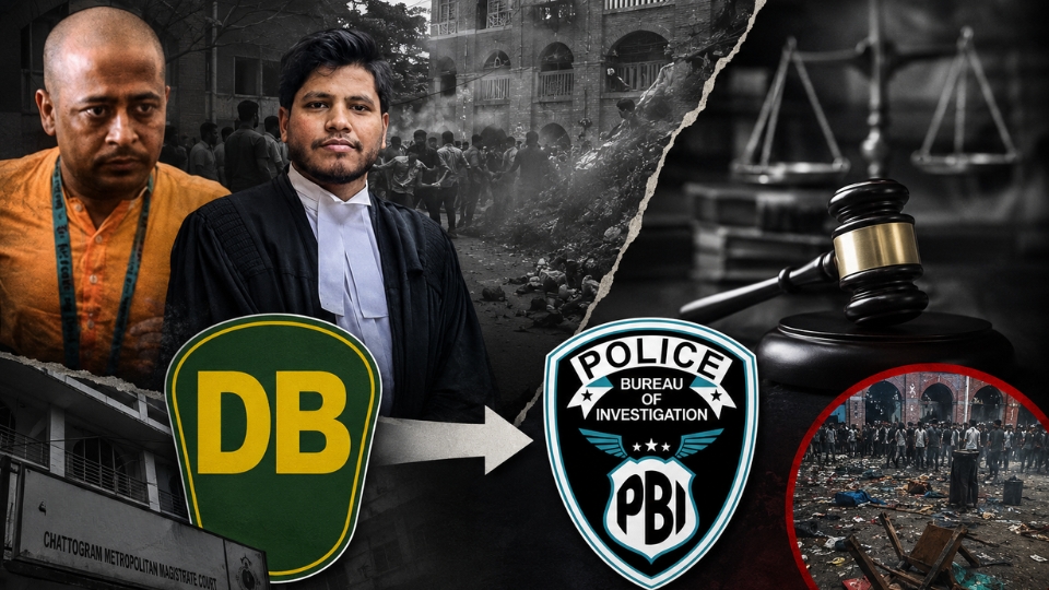 Police Bureau of Investigation (PBI) takes over the investigation into Advocate Saiful Islam Alif murder case linked to violence following the bail denial of ISKCON leader Chinmoy Krishna Das in Chattogram.
