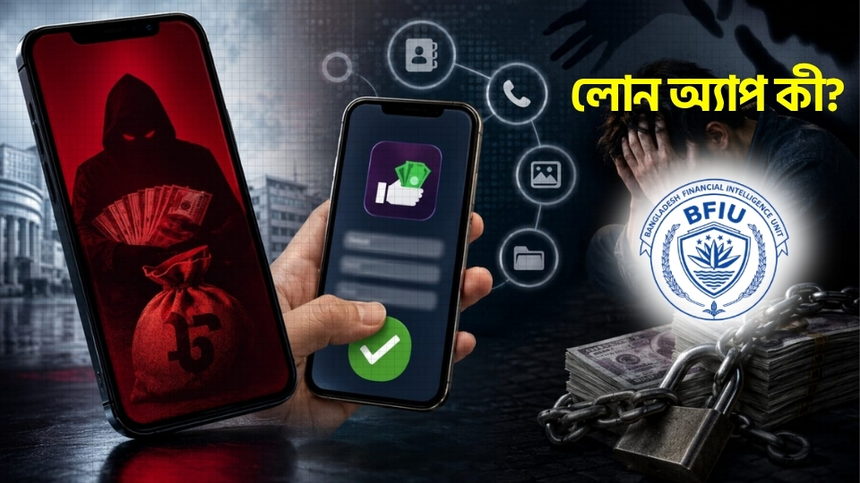Smartphone screen showing a warning alert over digital loan application icons and personal data security symbols.