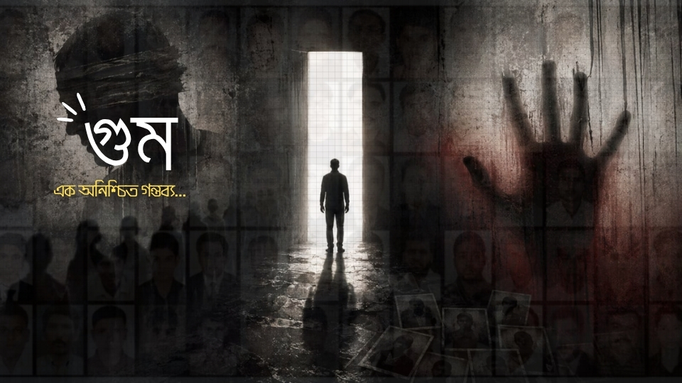 A conceptual representation of documentation and historical records detailing human rights investigations and state accountability frameworks regarding enforced disappearances in Bangladesh.